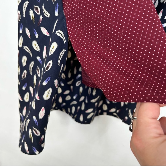 Encore Tunic Top Reworked Layered Asymmetrical Jersey Knit Silky Burgundy Blue M - Picture 13 of 16